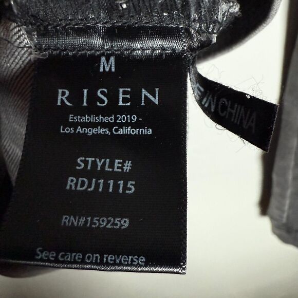 Risen Black Washed Jean Jacket Women's Size Medium Distressed - Picture 7 of 12